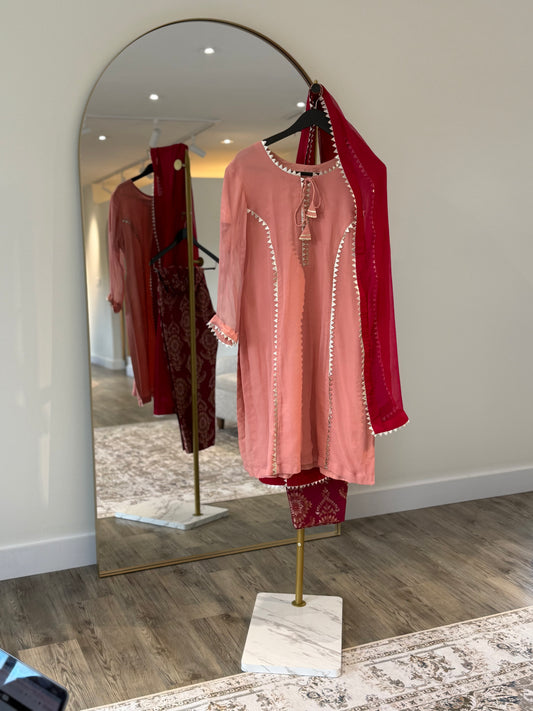 Pink & Red Salwar Kameez