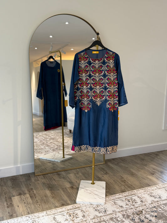 Blue Satin Kurta