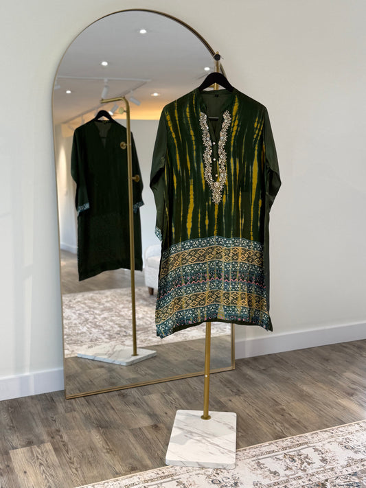 Forest Green Satin Kurta