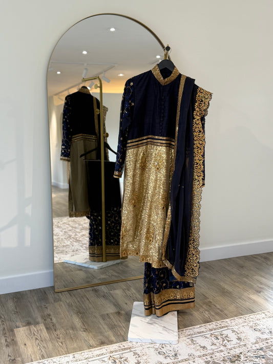 Navy-Gold Salwar Kameez