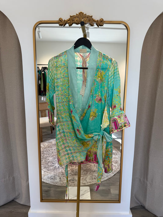 Farah Talab Aziz Silk Wrap Top